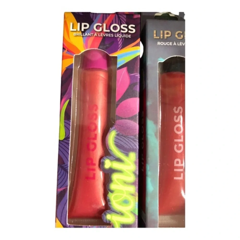 3pk moisturizing non sticky high shine lip‎ gloss pink gold sheer red, Fuchsia